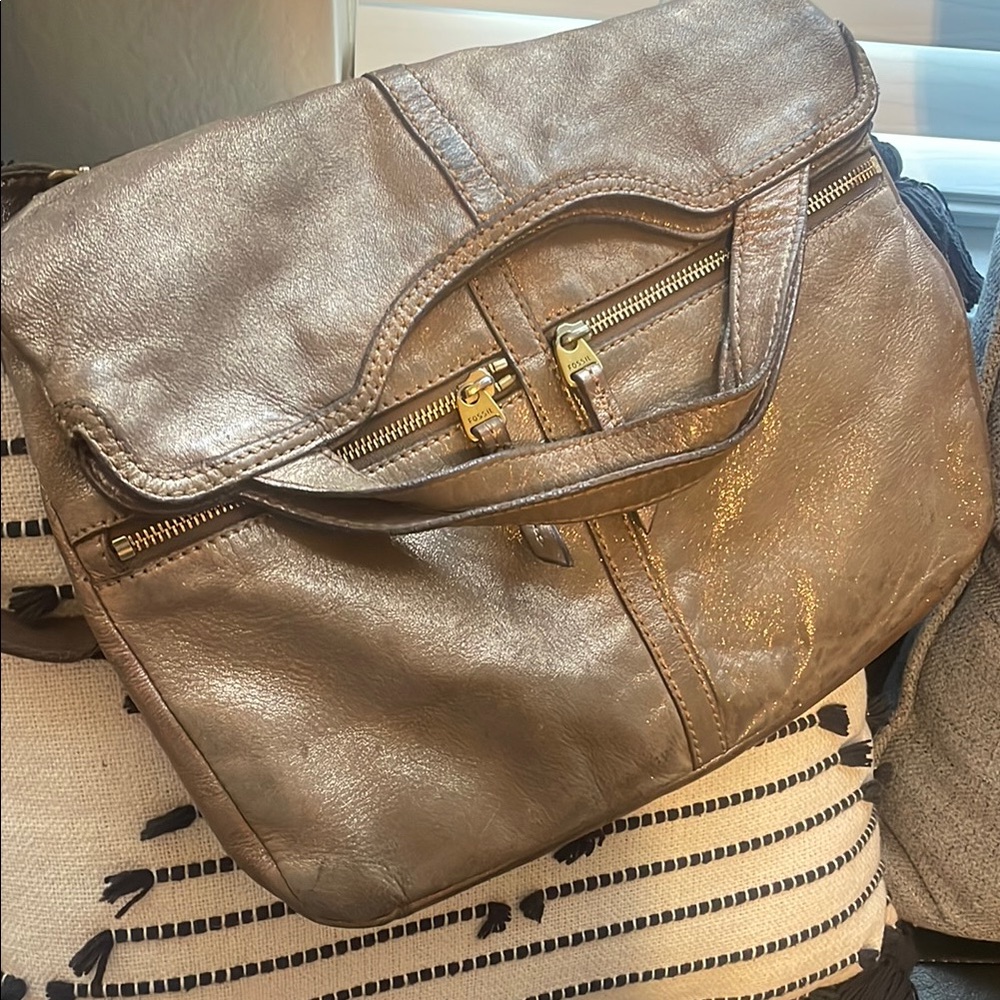 Metallic Leather Backpack - image 2